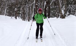 Kate on last? ski ride for the season at Katywil Farm Cohousing Community