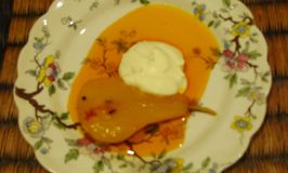 Katywill company recipe, Poached pears in white wine and cardamon