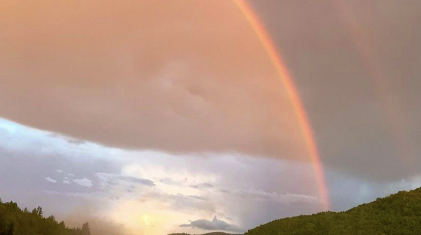 lightning under the rainbow at Stowe Farm